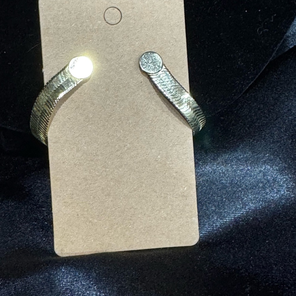 Vintage Gold plated Herringbone Hoop Post Earrings